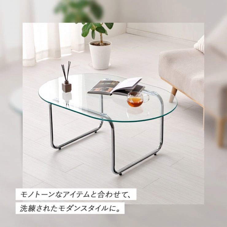 ガラステーブル BT-8662 幅90cm 奥行き60cm 高さ38cm
