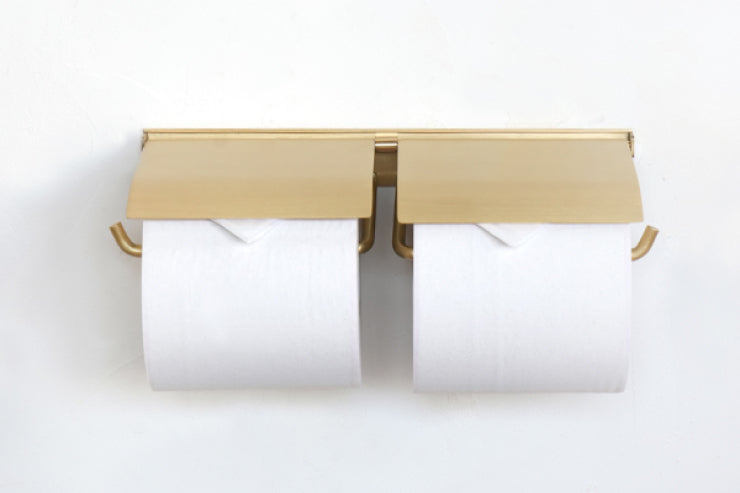 AXCIS アクシス ペーパーホルダー flap フラップ ブラス HS3412 2連 ダブル トイレットペーパーホルダーカバー 真鍮 DIY 日曜大工 リフォーム 真鍮製 ゴールド トイレ収納 スリム コンパクト ストック 高級感