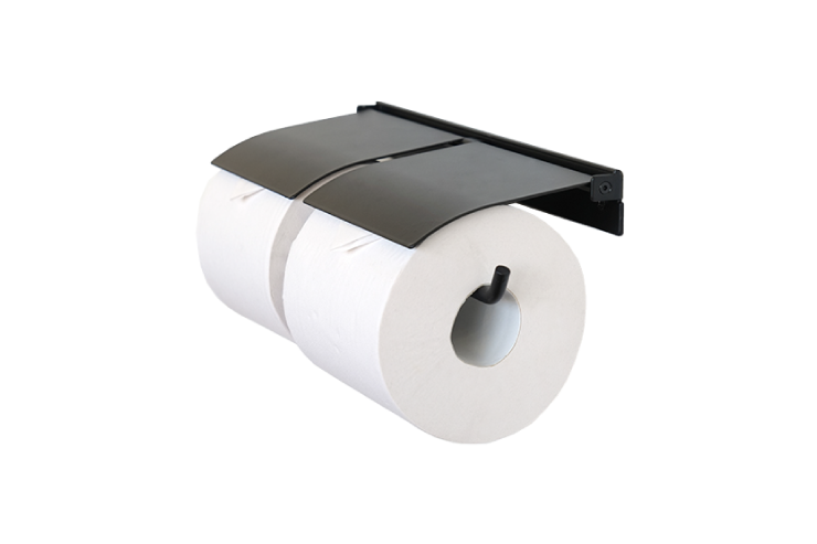 AXCIS アクシス ペーパーホルダー flap フラップ アイアン HS3413 2連 ダブル トイレットペーパーホルダーカバー アイアン DIY 日曜大工 リフォーム 鉄製 ブラック トイレ収納 スリム コンパクト ストック 高級感
