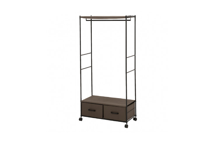 Armoire à cintres KHR-3157 Largeur 75 cm Profondeur 35,5 cm Hauteur 155 cm Étagère à roulettes Élégant Slim Rangement mural Étagère ouverte Étagère de tension Cloison Placard Mur mince Étagère de rangement Étagère de rangement