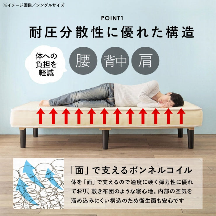 ボンネルコイルマットレスベッド KMB-3105SD 幅120cm 奥行き195cm 高さ42cm