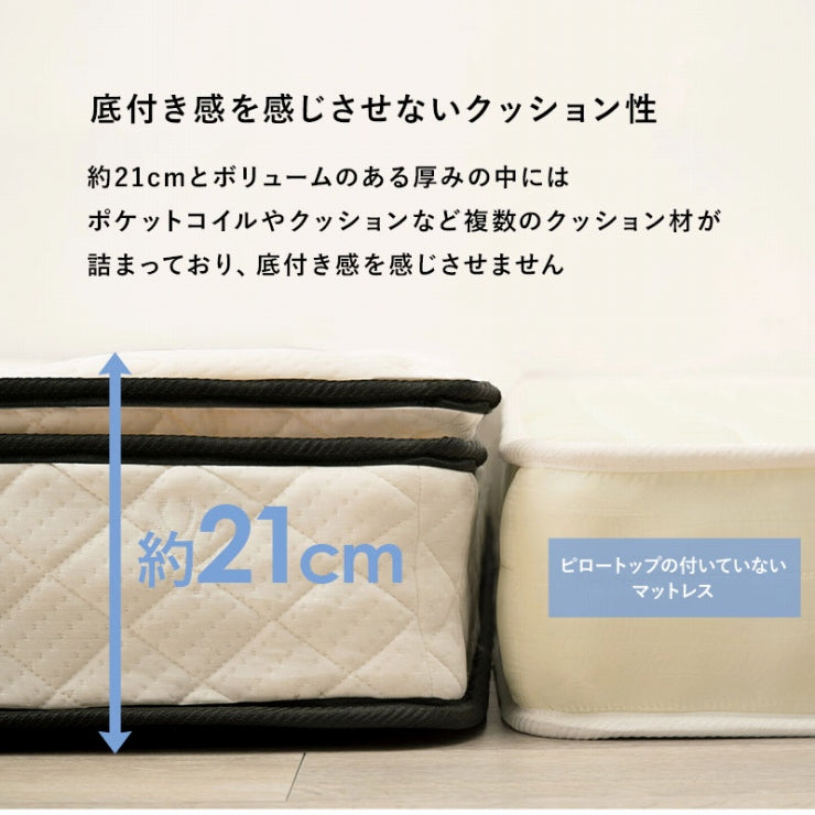 ポケットコイルマットレスベッド KMB-3108 幅95cm 奥行き195cm 高さ46cm