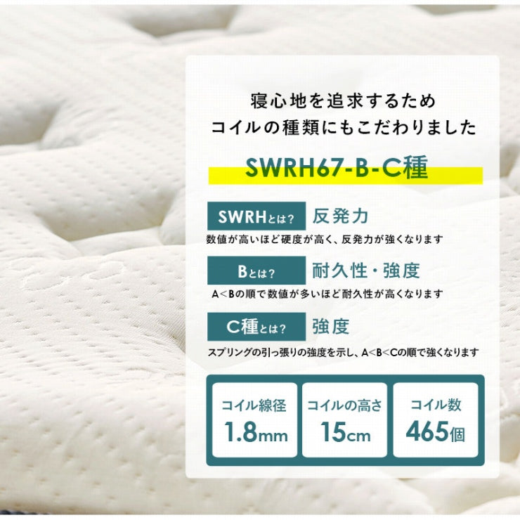 ポケットコイルマットレスベッド KMB-3108 幅95cm 奥行き195cm 高さ46cm