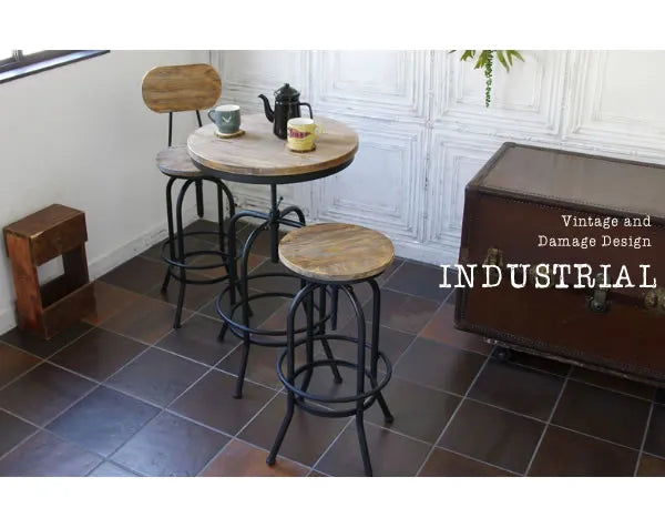 バーテーブル INDUSTRIAL インダストリアル KNT-A401 幅60cm 奥行き60cm 高さ73~95cm
