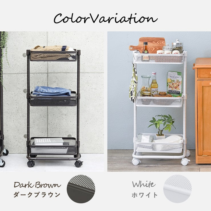 トローリーワゴン KR-3365 幅38cm 奥行26cm 高さ80.5(46.5)cm