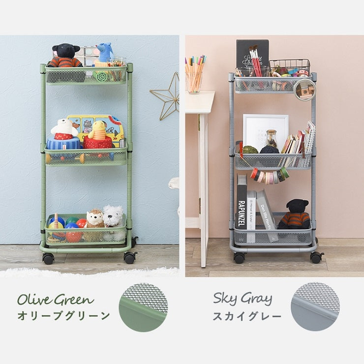 トローリーワゴン KR-3365 幅38cm 奥行26cm 高さ80.5(46.5)cm