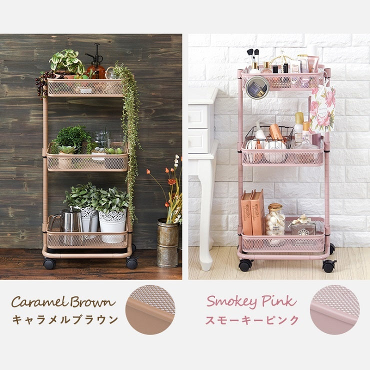 トローリーワゴン KR-3365 幅38cm 奥行26cm 高さ80.5(46.5)cm