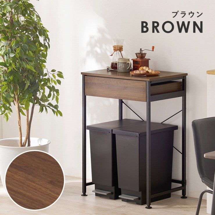 Étagère de cuisine, support pour poubelle KR-3770, largeur 60,5 cm, profondeur 42 cm, hauteur 85,5 cm, étagère, rangement de cuisine, tiroir, poubelle, bureau, chariot, table, bureau, rangement mural, étagère ouverte, étagère murale
