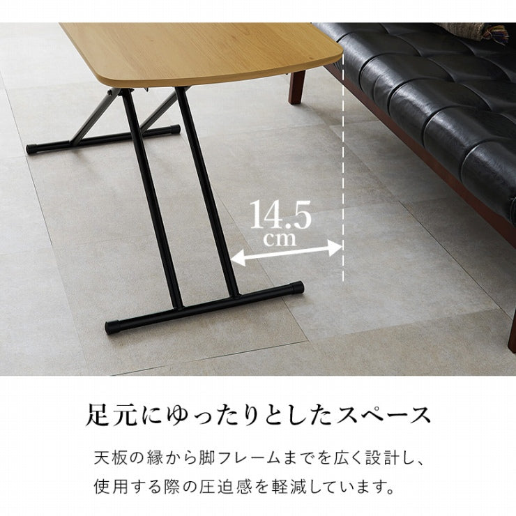 Table élévatrice KT-3183 Largeur 100 cm Profondeur 50 cm Hauteur 30,5-64,5 cm Table élévatrice Table de travail pliante Table d'appoint de canapé Bureau Table à manger Chambre Café Grain de bois Motif marbre Intérieur