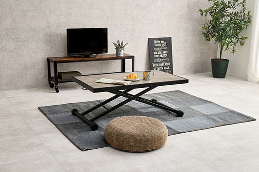 Lifting table KT-3183 Width 100cm Depth 50cm Height 30.5-64.5cm Lift table Folding Work table Sofa side table Desk Dining table Bedroom Cafe Wood grain Marble pattern Interior