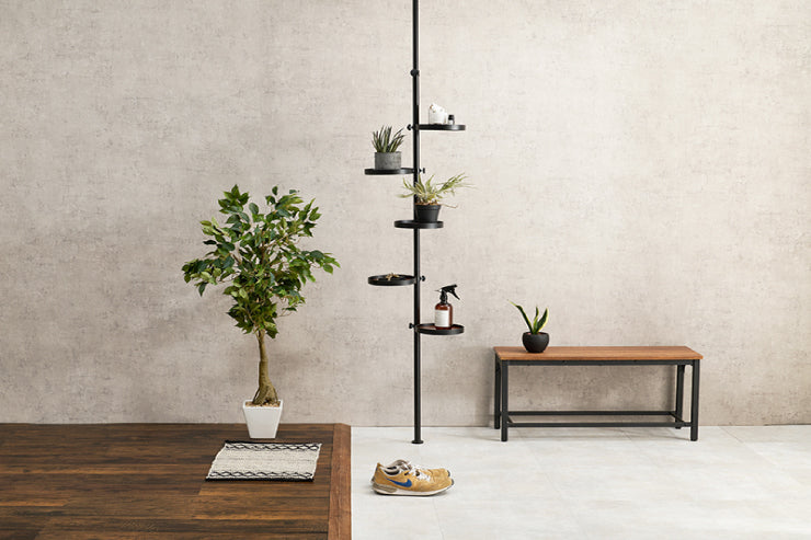 突っ張り棒&パーツ 6点セット 丸型 ウォールラック KTR-3116 幅43cm 奥行43cm 高さ187~264cm