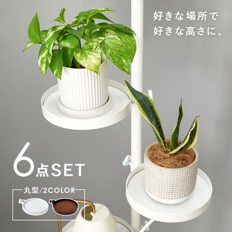 突っ張り棒&パーツ 6点セット 丸型 ウォールラック KTR-3116 幅43cm 奥行43cm 高さ187~264cm