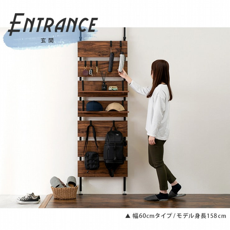 突っ張りウォールラック KTR-3147 幅60cm 奥行21.5cm 高さ200~265cm