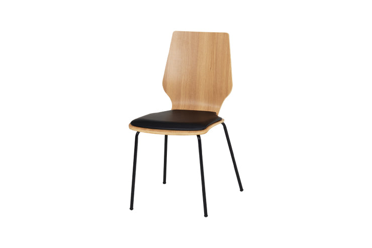 Chaise de salle à manger LC-4488 Largeur 48 cm Profondeur 50 cm Hauteur 87,5 cm Hauteur d'assise 46 cm Pièce unique Coussin inclus Chaise Tabouret Salle à manger Empilable Canapé Bois Chaise de bureau Grain de bois Salon Rétro Scandinave