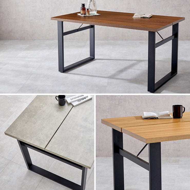 Table pliante MT-6866 Largeur 105 cm Profondeur 55 cm Hauteur 32 (7) cm Table centrale pliante Table en bois marron naturel Fer massif Table de café rétro Table en bois Moderne Scandinave Élégant Mignon Industriel