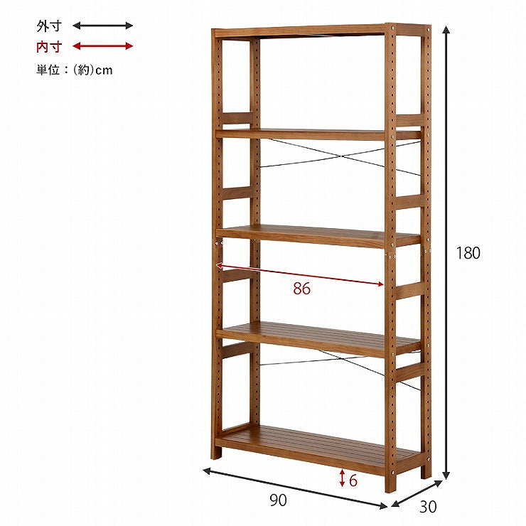 ラック MCC-6038 幅90cm 奥行30cm 高さ180cm
