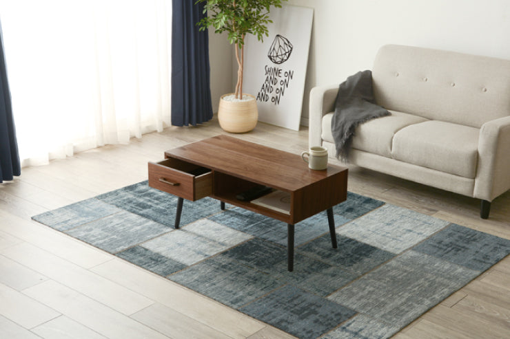 Table pliante MT-6866 Largeur 105 cm Profondeur 55 cm Hauteur 32 (7) cm Table centrale pliante Table en bois marron naturel Fer massif Table de café rétro Table en bois Moderne Scandinave Élégant Mignon Industriel
