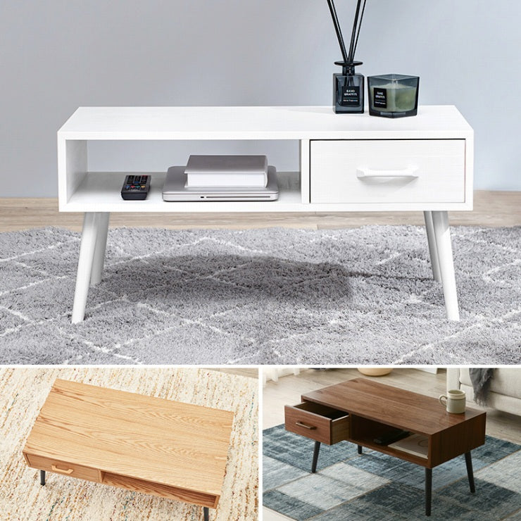 Table pliante MT-6866 Largeur 105 cm Profondeur 55 cm Hauteur 32 (7) cm Table centrale pliante Table en bois marron naturel Fer massif Table de café rétro Table en bois Moderne Scandinave Élégant Mignon Industriel