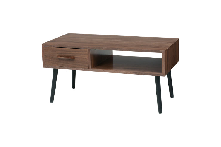 Table pliante MT-6866 Largeur 105 cm Profondeur 55 cm Hauteur 32 (7) cm Table centrale pliante Table en bois marron naturel Fer massif Table de café rétro Table en bois Moderne Scandinave Élégant Mignon Industriel