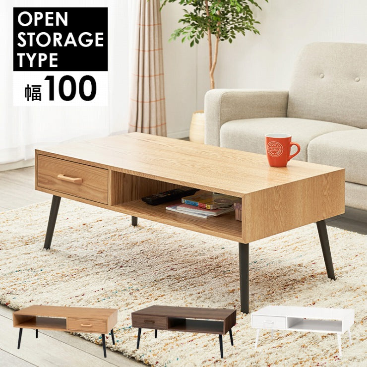 Table centrale MT-6542 Largeur 100cm Profondeur 45cm Hauteur 40cm Tiroir Table basse Naturel Marron Blanc Tiroir Table basse Table de salon Table basse Rétro Table de café Table en bois Moderne Élégant Mignon Moderne Scandinave