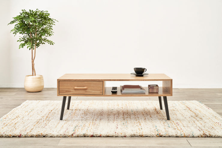 Table centrale MT-6542 Largeur 100cm Profondeur 45cm Hauteur 40cm Tiroir Table basse Naturel Marron Blanc Tiroir Table basse Table de salon Table basse Rétro Table de café Table en bois Moderne Élégant Mignon Moderne Scandinave