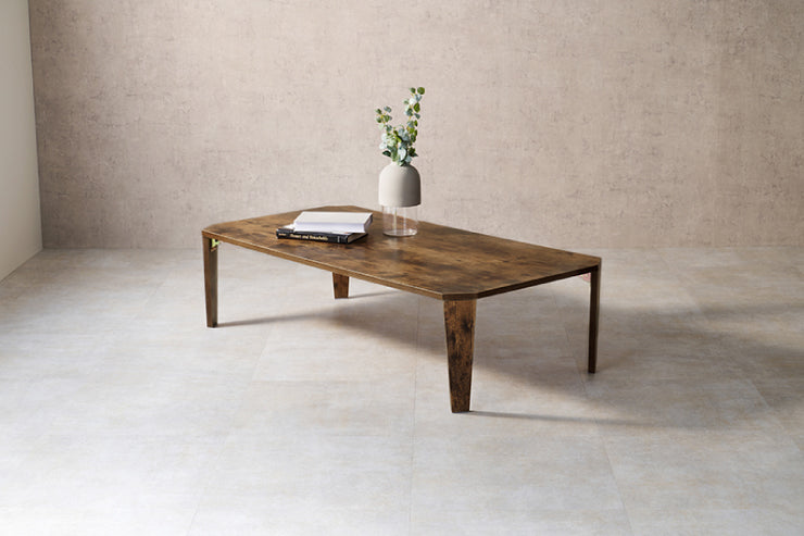 Table pliante MT-6867 Largeur 120 cm Profondeur 60 cm Hauteur 32 (7) cm Pliable Table centrale Naturel Marron Blanc lavé Table vintage Table de canapé Table de travail Compact Élégant Mignon Scandinave