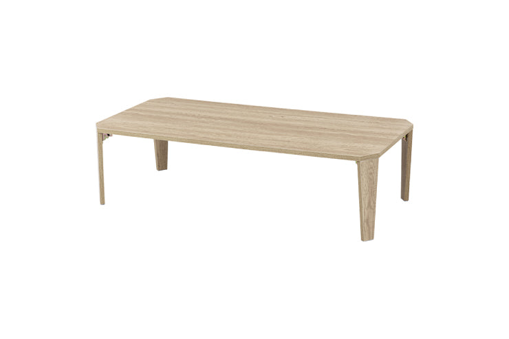 Table pliante MT-6867 Largeur 120 cm Profondeur 60 cm Hauteur 32 (7) cm Pliable Table centrale Naturel Marron Blanc lavé Table vintage Table de canapé Table de travail Compact Élégant Mignon Scandinave