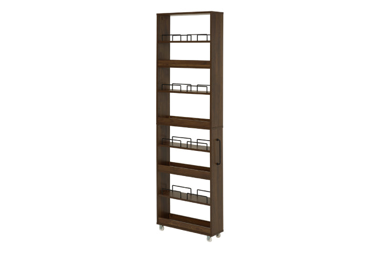 Étagère de cuisine RCC-1629 Largeur 87 cm Profondeur 45 cm Hauteur 186 cm Avec prise Rangement de cuisine Glissière Tiroir Support pour micro-ondes Placard Étagère Étagère Salle à manger Grain de bois Mince Grande capacité Étagère à épices Nouvelle vie