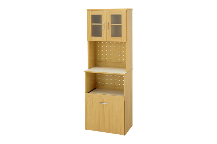 Étagère de cuisine RCC-1629 Largeur 87 cm Profondeur 45 cm Hauteur 186 cm Avec prise Rangement de cuisine Glissière Tiroir Support pour micro-ondes Placard Étagère Étagère Salle à manger Grain de bois Mince Grande capacité Étagère à épices Nouvelle vie