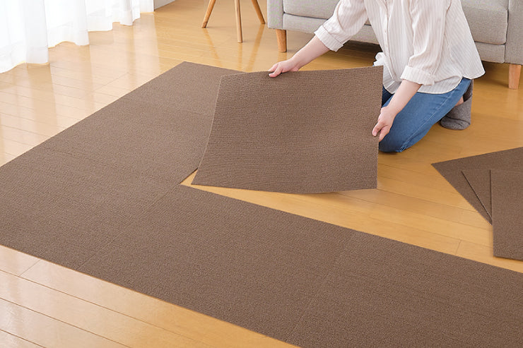 おくだけ吸着 はっ水 吸着マット 45×60cm 12枚入り 1セット 薄さ4mm ペットマット 日本製 国産 大判 カット可 床暖房対応 洗濯OK タイルカーペット ラグ マット 床保護 滑り止めマット