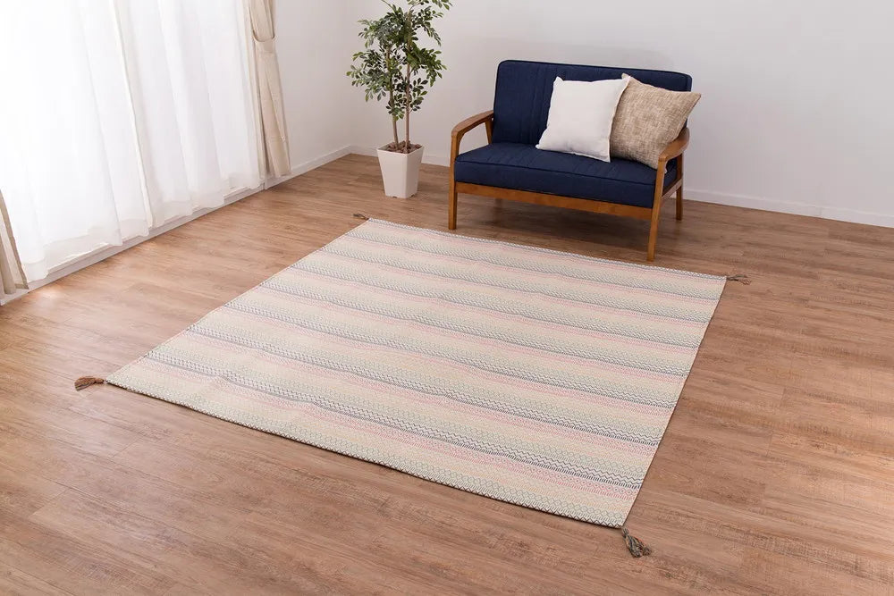 インド綿ラグ ハシーナ 幅185cm 奥行き185cm