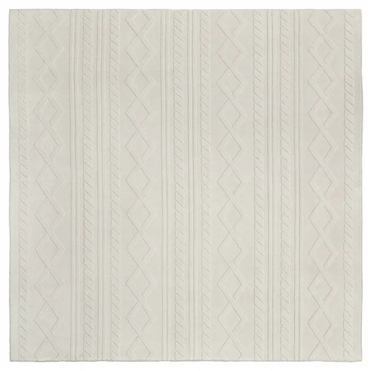 ジャガードフランネルラグ エクリュ 幅190cm 奥行き190cm