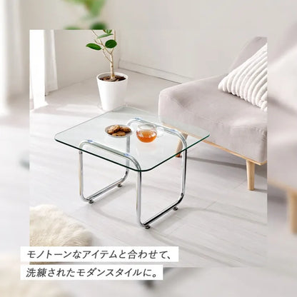 ガラステーブル BT-8671 幅55cm 奥行き55cm 高さ38cm