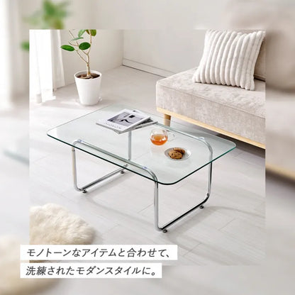 ガラステーブル BT-8673 幅90cm 奥行き60cm 高さ38cm