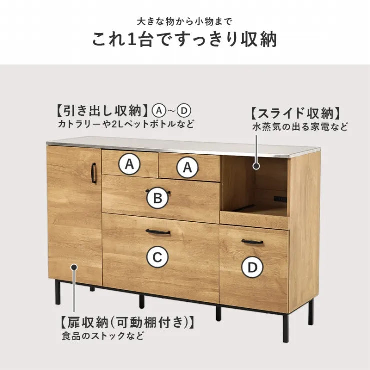 キッチンキャビネット CKC-7162 幅140cm 奥行き42.5cm 高さ89.5cm