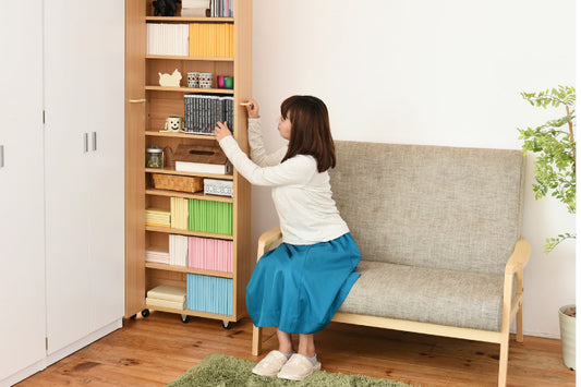 すき間本棚 キャスター付き 1cmピッチ FRM-0004 幅16.5cm 奥行55cm 高さ200cm
