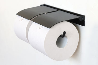 AXCIS アクシス ペーパーホルダー flap フラップ アイアン HS3413 2連 ダブル トイレットペーパーホルダーカバー アイアン DIY 日曜大工 リフォーム 鉄製 ブラック トイレ収納 スリム コンパクト ストック 高級感