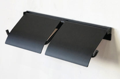 AXCIS アクシス ペーパーホルダー flap フラップ アイアン HS3413 2連 ダブル トイレットペーパーホルダーカバー アイアン DIY 日曜大工 リフォーム 鉄製 ブラック トイレ収納 スリム コンパクト ストック 高級感