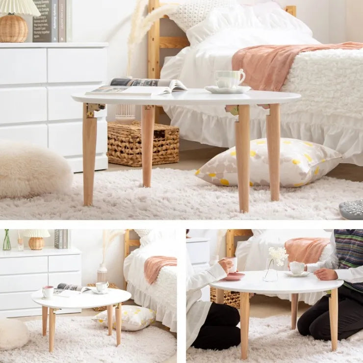 折りたたみ楕円形テーブル IMT-82 幅75cm 奥行65cm 高さ37cm