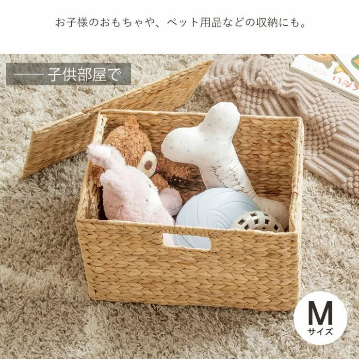 天然素材バスケット スクエア3点セット IW-12 S M L ふた付きタイプ