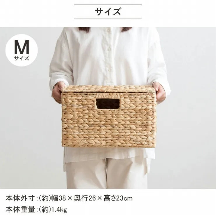 天然素材バスケット スクエア3点セット IW-12 S M L ふた付きタイプ