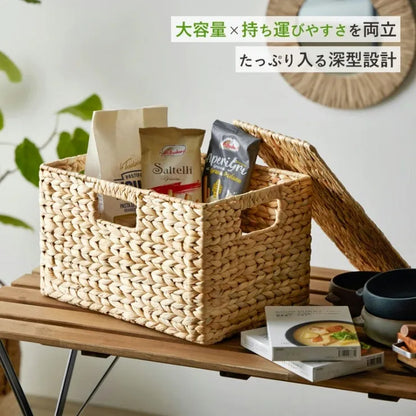 天然素材バスケット スクエア3点セット IW-12 S M L ふた付きタイプ