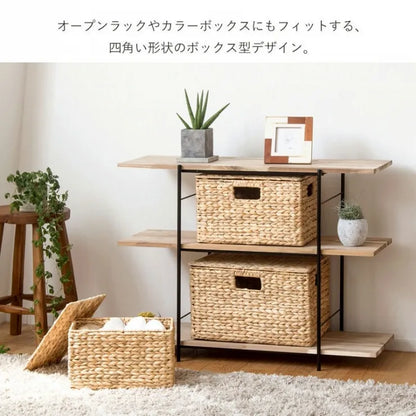 天然素材バスケット スクエア3点セット IW-12 S M L ふた付きタイプ