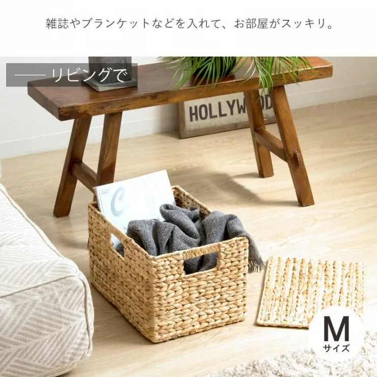 天然素材バスケット スクエア3点セット IW-12 S M L ふた付きタイプ