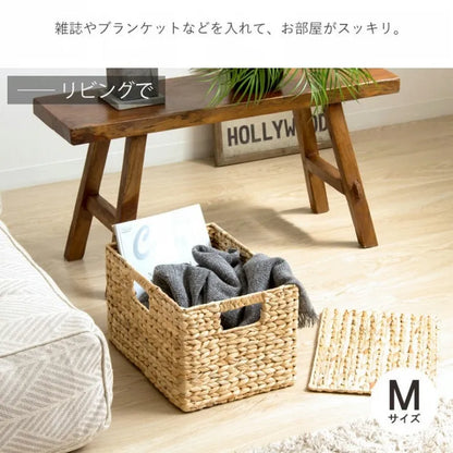 天然素材バスケット スクエア3点セット IW-12 S M L ふた付きタイプ