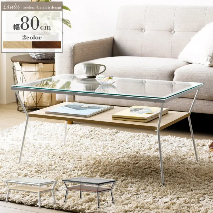 ガラステーブル IW-317 幅80cm 奥行50cm 高さ40cm