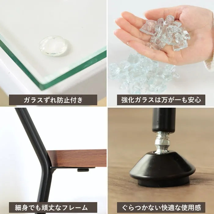 ガラステーブル IW-317 幅80cm 奥行50cm 高さ40cm