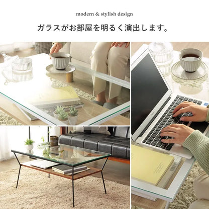 ガラステーブル IW-317 幅80cm 奥行50cm 高さ40cm