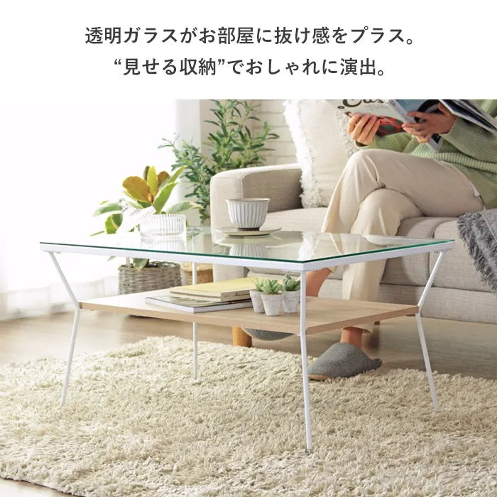 ガラステーブル IW-317 幅80cm 奥行50cm 高さ40cm