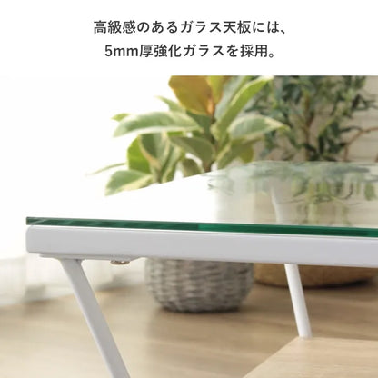 ガラステーブル IW-317 幅80cm 奥行50cm 高さ40cm